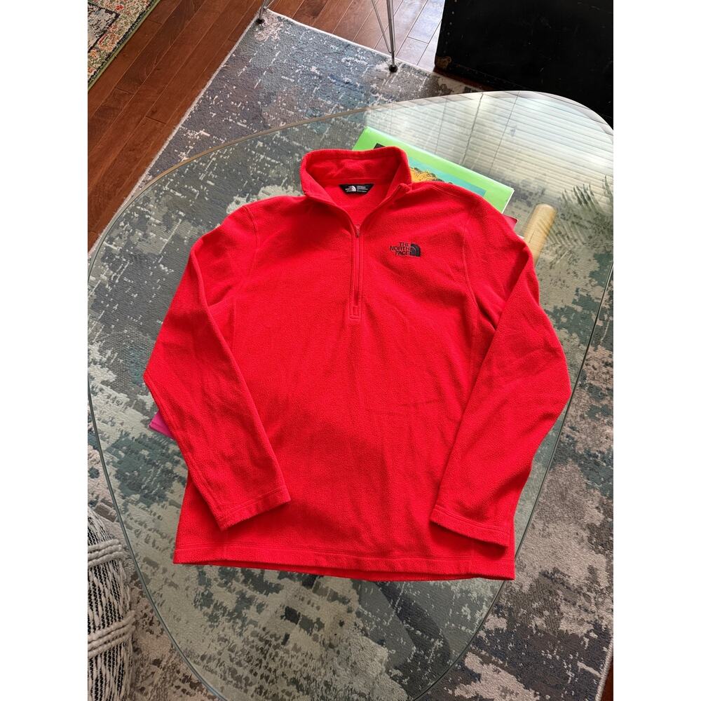 The North Face Men's Red Orange 1/4 Zip Pullover Fleece